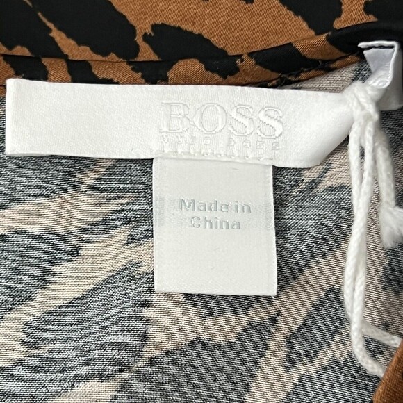 Hugo Boss Size 8 Darkea Long Sleeve Animal Print Midi Satin Dress - Picture 5 of 6